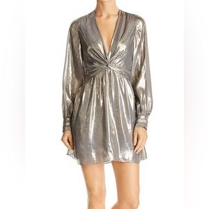 RAMY BROOK Elise Silk Metallic Twist Front Dress US 8 NWT $495